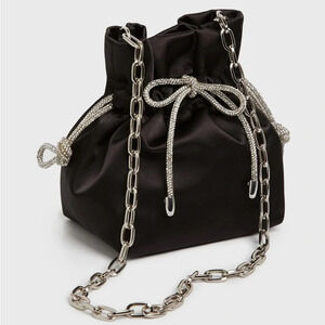 Crystal Bow Satin Bag